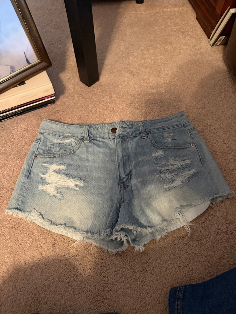 American Eagle Outfitters Light Wash Distressed Denim Shorts